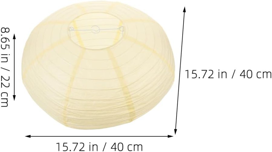 2pcs Oval Paper Lanterns Foldable Lantern Shaped Lamp Shade Japanese Hanging Paper Lampshades for Wedding Birthday Party Decoration - Beige - Image 2