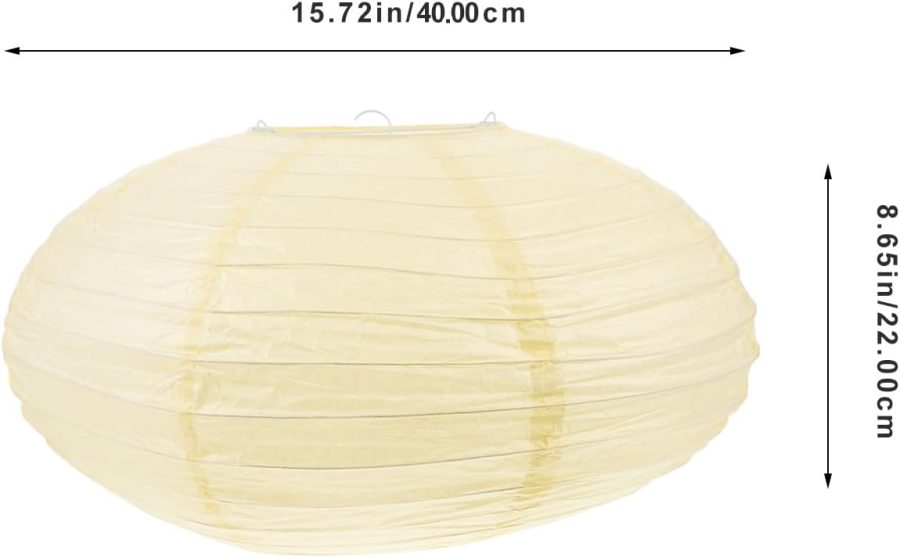 Paper Lantern Lampshade - Folding Hanging Lamp Shade - Oval - Beige - Wedding & Party - All Ages - Image 2
