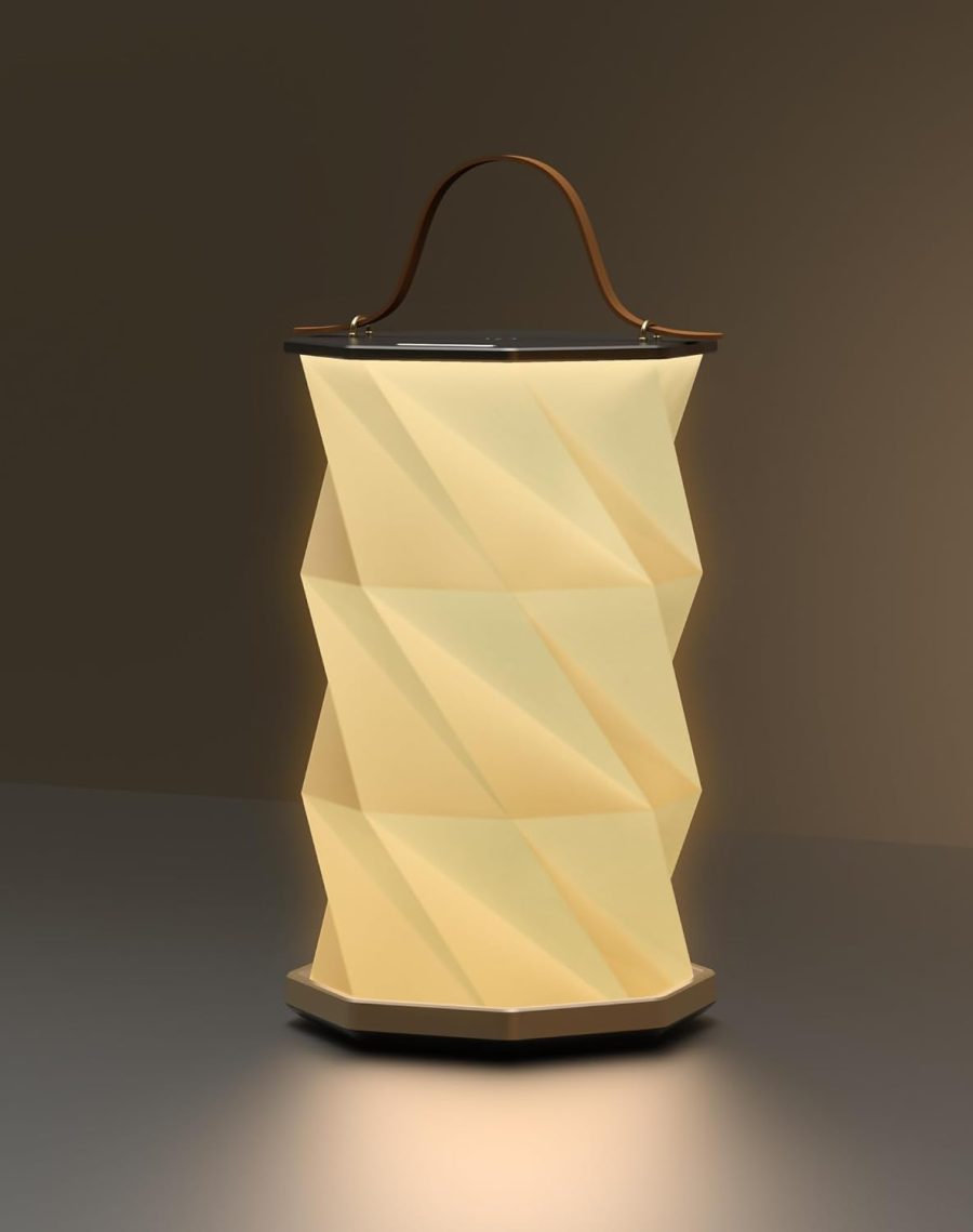 Portable Foldable Table Lamp with USB Rechargeable Battery, 3-Level Dimmable Touch Control Night Light, Folding Paper Lantern Light for Home Office Bedroom Reading (Black)