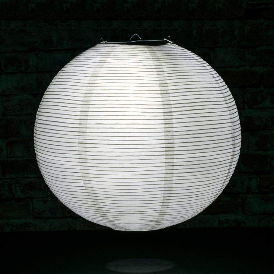 16 Inch White Fine Line Premium Even Ribbing Paper Lantern, Extra Sturdy