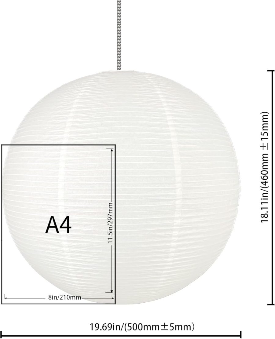 White Round paper lamp shade 50cm(19Inch) Chinses Lantern Pendant Lamp Shade,Large Foldable Lampshade - Image 2