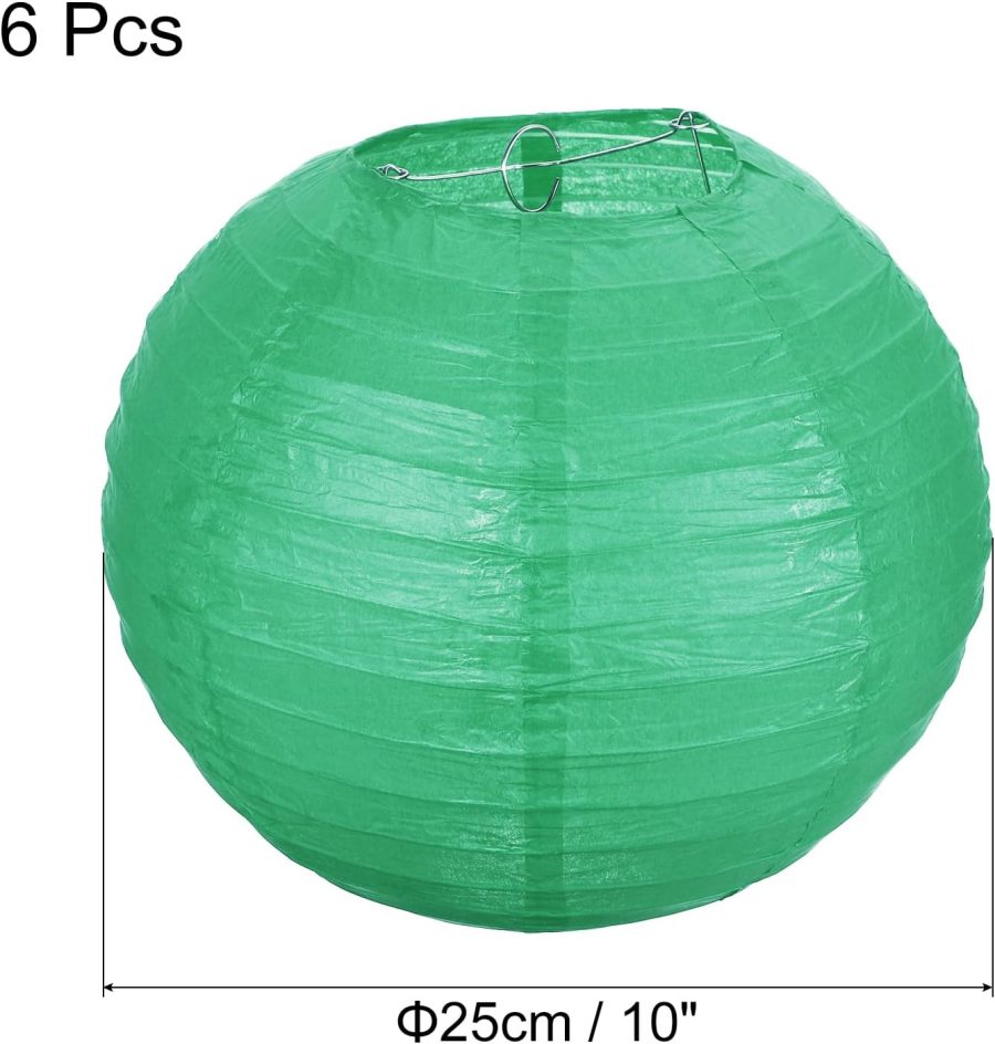 10 Inch Paper Lanterns, 6 Pack Round Folding Hanging Lamp Shade for Wedding Home Party Festival Celebration DIY Restaurant Barbecue, Dark Green - Image 2