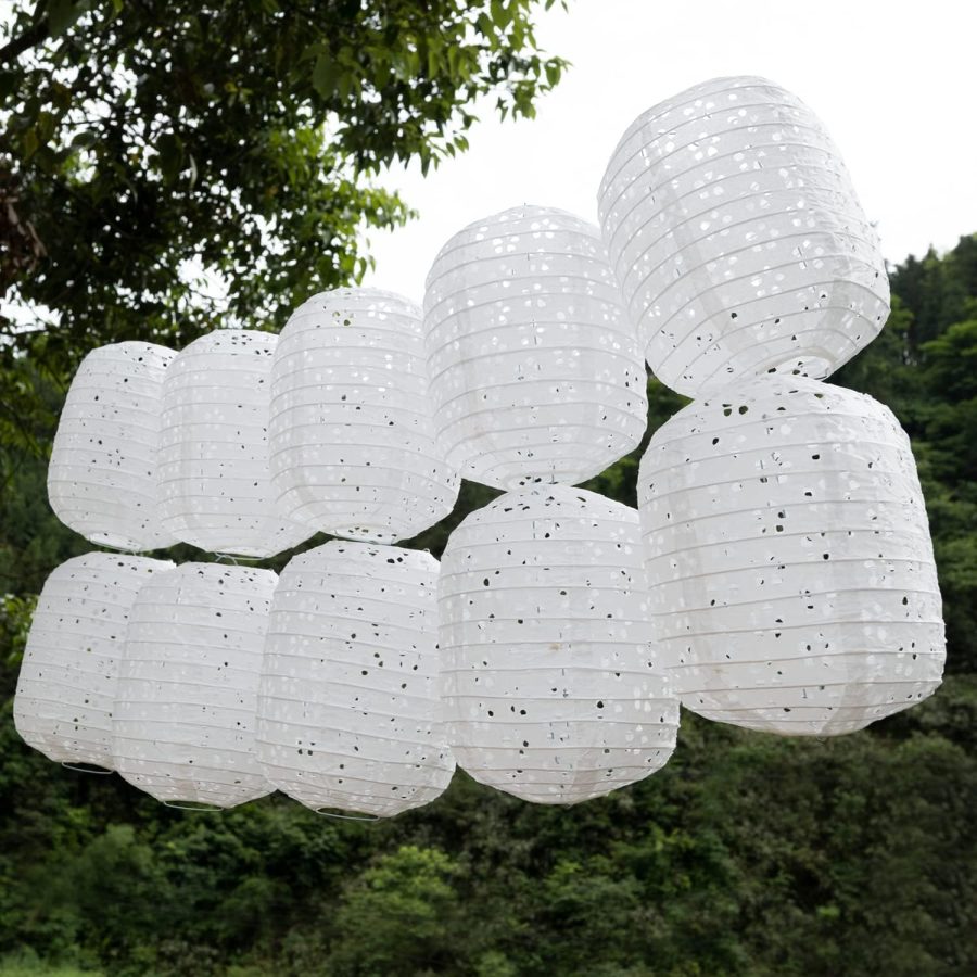 10Pcs Chinese Paper Lanterns, Hollow Out Hanging Asia Japanese White Paper Lamps, 6 Inch Lanterns for Birthday Party Wedding Baby Shower Decoration Home Decor - Image 2