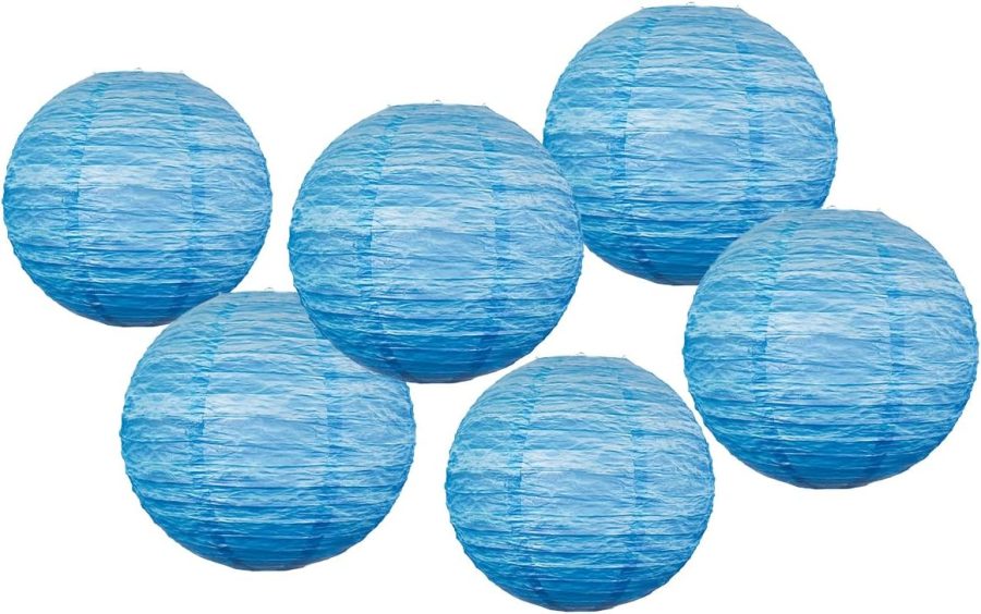 Ocean Blue Paper Lanterns 6PCS Round Paper Hanging Decorations Lanterns Lamps for Home Decorations, Parties, and Weddings Events