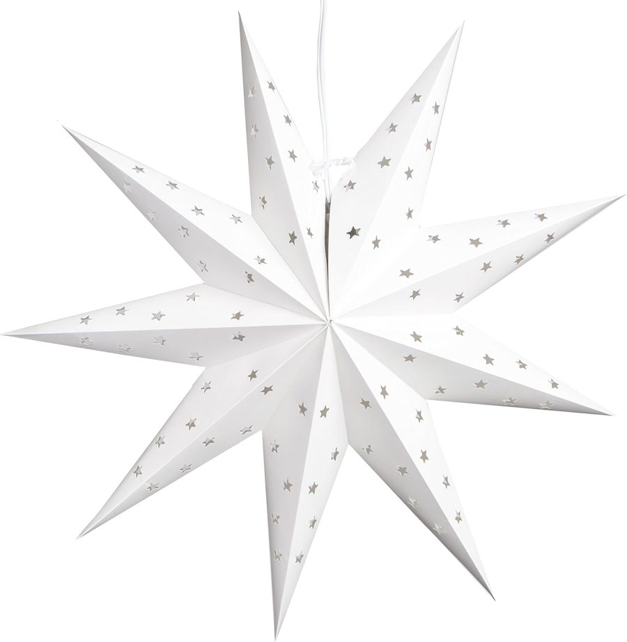 9-Pointed White Paper Star Lantern with 12 Foot Power Cord Included, Modern Style, Eco-Friendly - Image 2