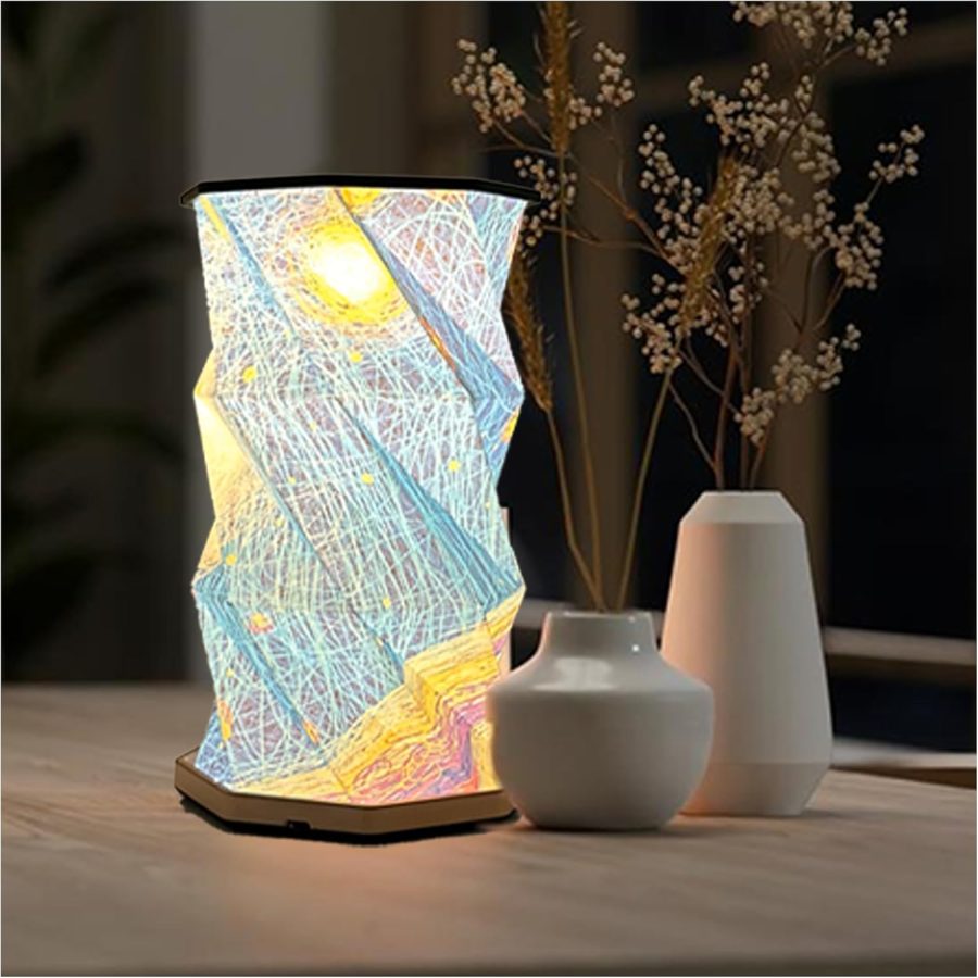 Folding Portable Lamp, Rice Paper Lantern Lamp, Foldable Table Lamp, Travel Lamp, Cordless Rechargeable Dimmable, Cozy Warm Lighting for Living Room, Bedroom, Camping, Small Decorative Lamp