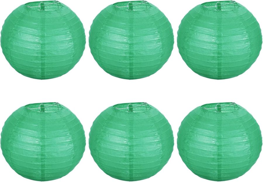 10 Inch Paper Lanterns, 6 Pack Round Folding Hanging Lamp Shade for Wedding Home Party Festival Celebration DIY Restaurant Barbecue, Dark Green