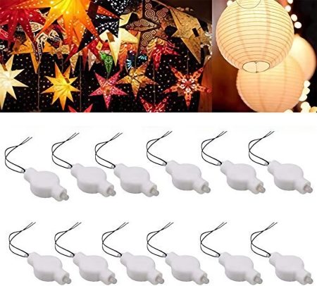 Paper Lantern Lights,Battery Operated LED Party Lights Bulbs for Paper Lantern Balloons Party Decoration, Waterproof - Warm White 12PACK
