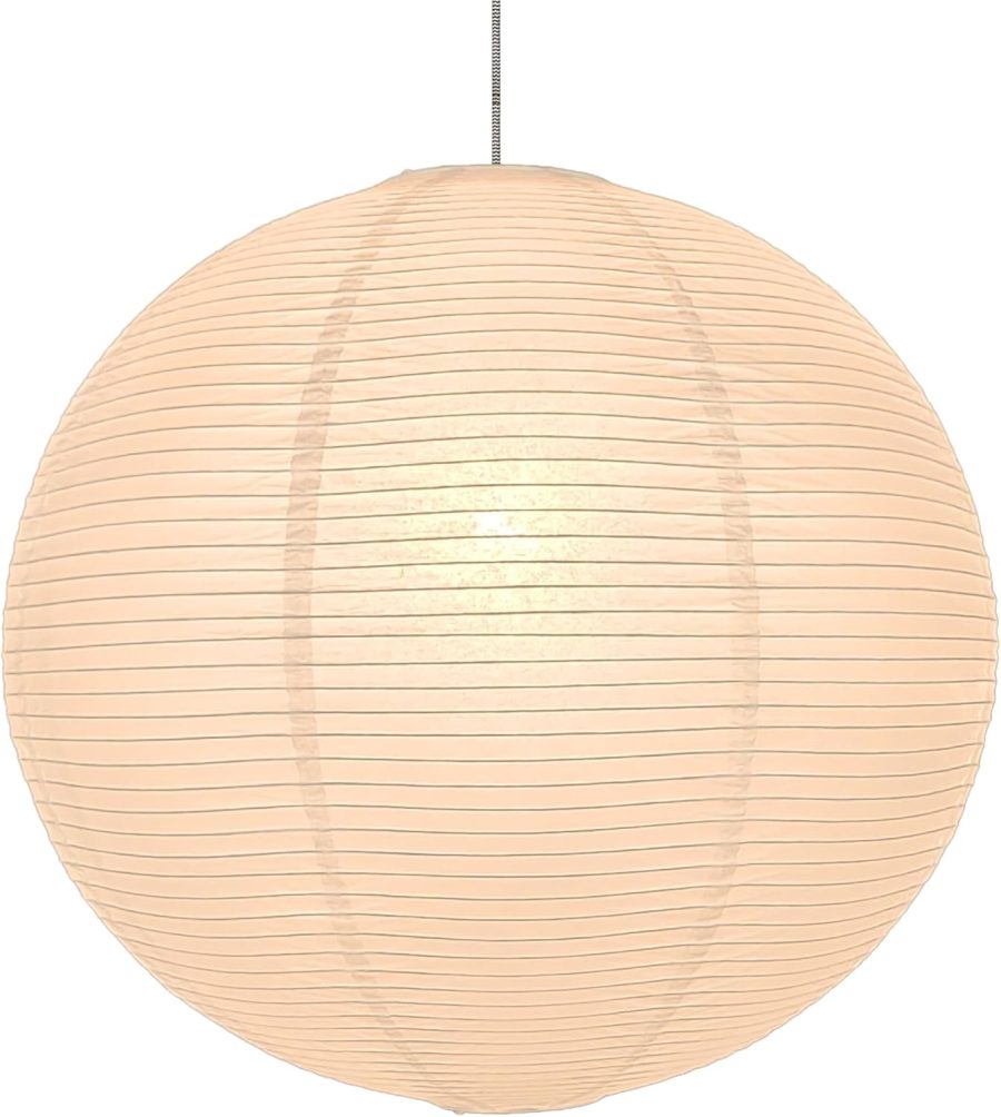 (21.65Inch) Large Round Paper Lantern Lamp shade,White Rice Paper Lamp Shade,Chinese Foldable Paper Lantern Lampshade for Home Indoor Living room,Bedroom,Ceiling Decor