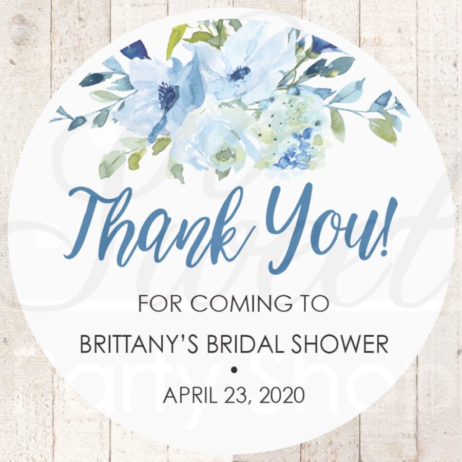 blue floral party favor stickers