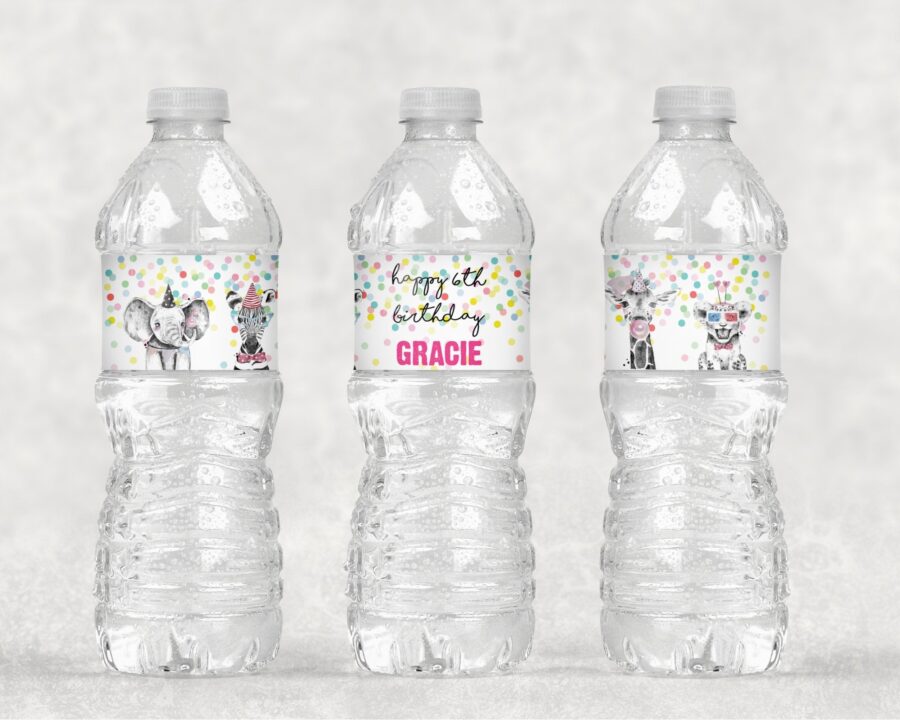 Wild Animal Birthday Party Water Bottle Labels Set of 11 - Image 2